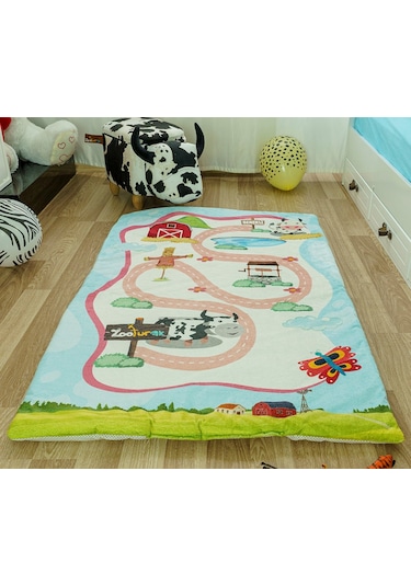 Zooturak Peluş Çocuk Matı İnek Benekli 100cm x 150cm