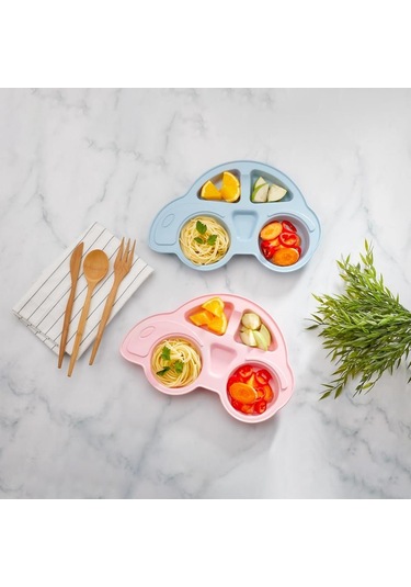 Hometarz Plastik Mama Tabağı 4 Bölmeli Pratik Bebek Yemek Tabağı Çocuk Kahvaltı Tabağı Bpa İçermez 001