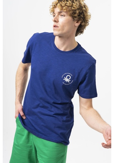 Benetton Bnt-m099-r-23y Erkek T-shirt Bnt-m099-r-r1078 Lacivert
