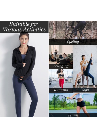 Gajeena Kadın Spor Ceketi - Nefes Alabilir, Hızlı Kuruma, Parmak Delikli, Yoga Ve Koşu İçin Mor