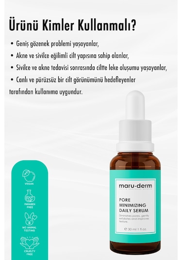 Maruderm Gözenek Sıkılaştırıcı BHA ve Peptid Cilt Bakım Serumu 30 ML