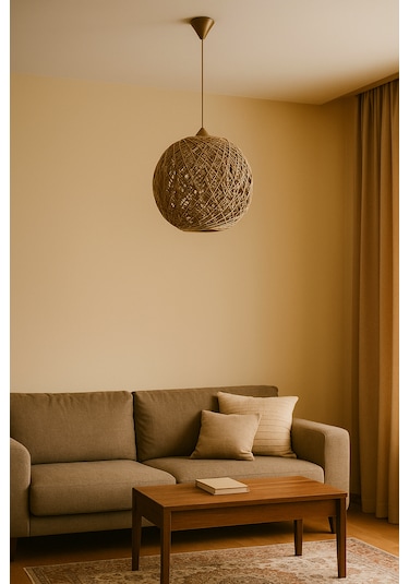 Efect Home Design Bohem,ahşap,jüt,hasır,modern,doğal Sarkıt Avize Hasır/krem
