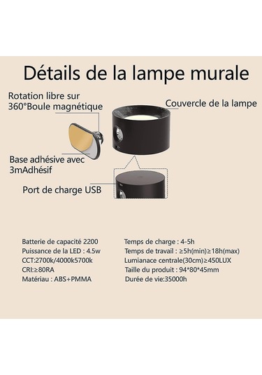 Usb Şarj Portlu Dokunmatik Led Duvar Lambası 360 Dönebilen Diğer