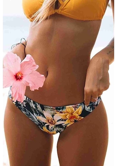 Angelsin Çiçekli Bikini Alt Çok Renkli