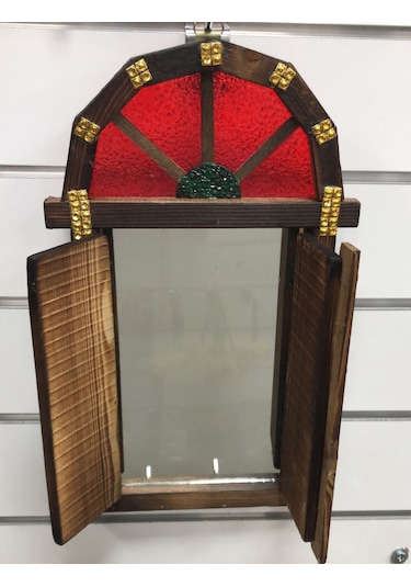 Lebron Vintage Ahşap Kapaklı Ayna 40x25 Cm