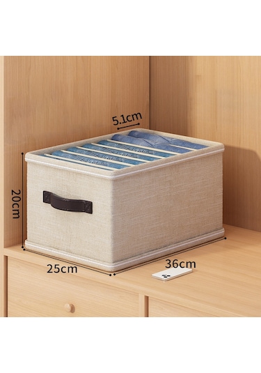 Cbtx 7 Izgaralı Kot Pantolon Gömlek İçin Katlanabilir Çekmece Düzenleyici Saklama Kutusu - Bej
