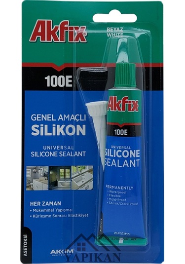 Akfix 100e Beyaz Silikon Yapıştırıcı Tüp Silikon 50 ML Akfix 100E Tüp Beyaz