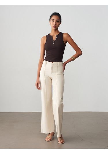 Dilvin 21005 Düğme Detaylı Crop Top-koyu Kahve