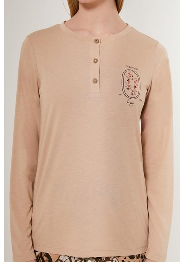 Arnetta 2642 Nap Time İs Happy Kadın Uzun Kol Pijama Takım 001