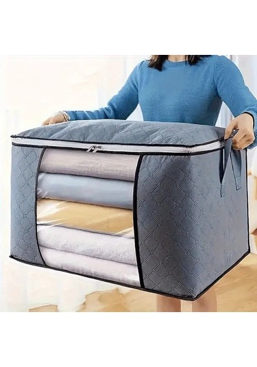 Gateesat Gri Dikey Saklama Çantası: Taşıma Kulplu, Şeffaf Pencereli, Dayanıklı Yatak Odası Düzenleyici Gri Dikey Bölüm