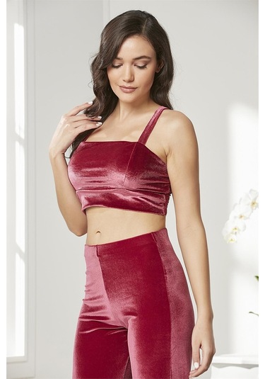 Pierre Cardin 2050 Kadın Kadife Saten Sabahlıklı Pijama Takım-bordo Bordo