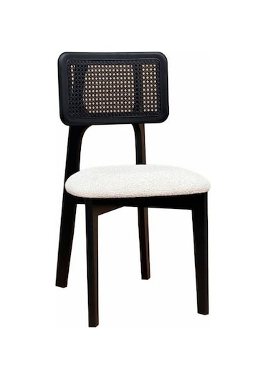 Zeus Hazeranlı Ahşap Bohem Sandalye Siyah