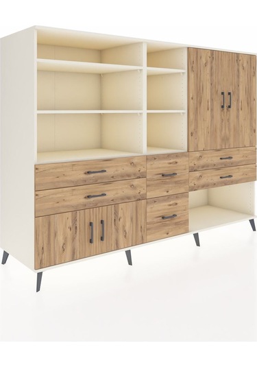 Kronos Dolap 10 Raflı 6 Çekmeceli 4 Kapaklı 220x59x163 Aytaşı-çam Aytaşı-çam
