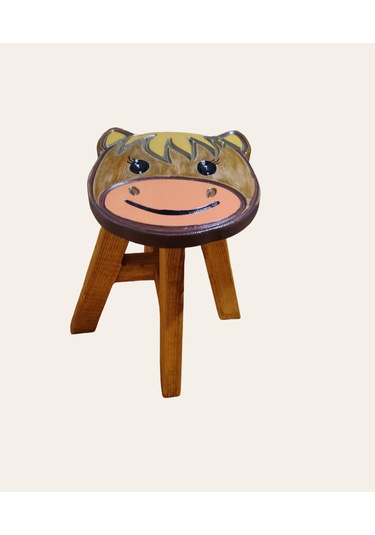 Sevimli Sıpa Ahşap El Yapımı Çocuk Taburesi