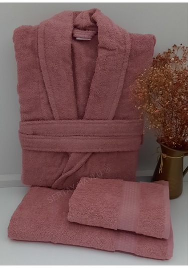 Sertay Petek %100 Pamuk Bornoz/50x90/70x140 Set 3 Parça S0066 Gülkurusu