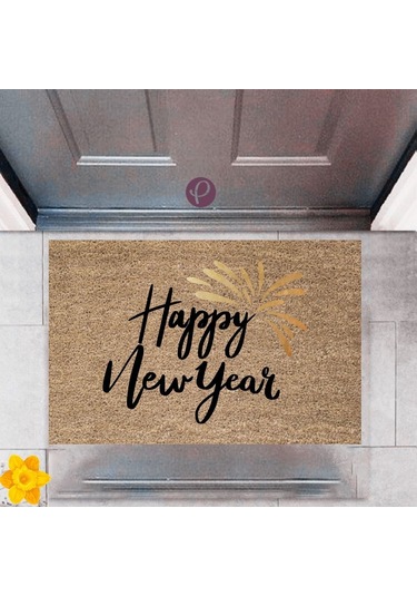 Kapı Önü Paspası Dekoratif Dijital Baskı Yeni Yıl Konsepti P-2652