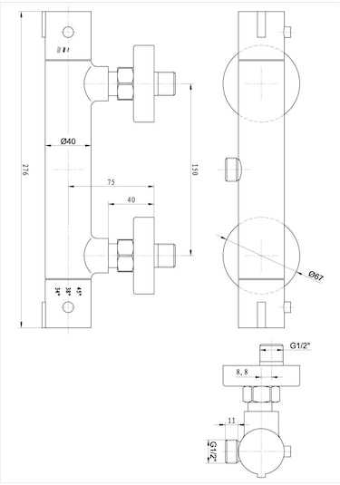 Fause Ktb102 Termostatik Banyo Duş Bataryası Krom