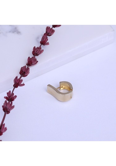 Nox Jewelry 925 Ayar Soru İşareti Temalı Hafif Parlak Tasarım Gümüş Küpe - E00268 Gold