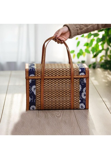 Tenfowee Katlanabilir Sepet: Piknik Ve Gıda Saklama İçin Zarif Ve Pratik Hasır Sepet Kahverengi