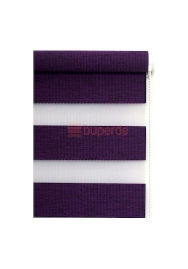 Buperde Mor Mürdüm Bambu Zebra Stor Perde