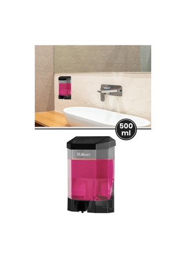 Duvara Monte Siyah Sıvı Sabunluk F032s, Mutfak Banyo Duş Şampuan Dezenfektan Sabun Dispanseri 500 Ml Siyah