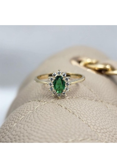 1 05 Karat Zümrüt Yeşili Taşlı 0 30karat Pırlanta Signty Taşlı Vintage Tasarım 925 Ayar Gümüş Yüzük
