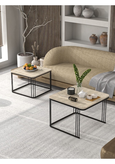 Orta Sehpa İkili Alize Traverten Bej