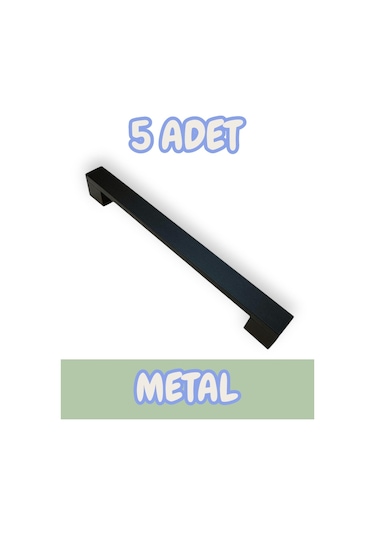 Safran Kalın Alüminyum Metal Lüks Modern Mobilya Çekmece Mutfak Dolabı Kulpu Siyah 128mm 5 Adet Siyah