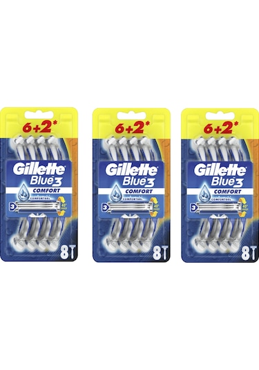 Gillette Blue3 Comfort Kullan-At Tıraş Bıçağı 3 x 8'li