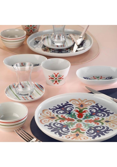 Kütahya Porselen Mood 30 Parça Kahvaltı Takımı 12077 Beyaz - Siyah