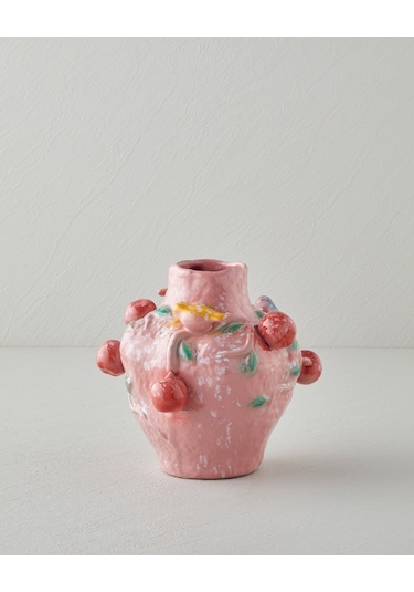 English Home Summer Fruit Vazo 19x18x19 Cm Pembe Pembe