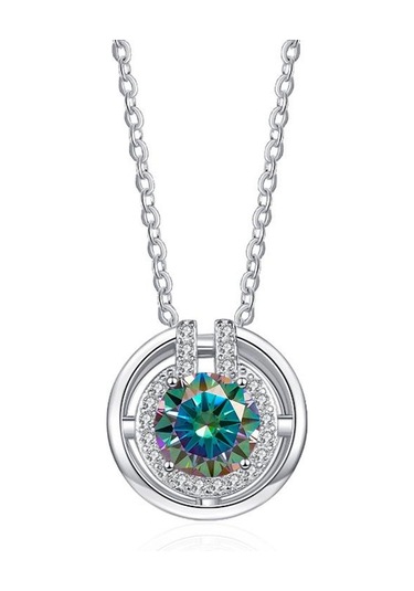 Siyah Bague Ringen Trendy Kadın Mozanit Kolye 1 Karat Vvs D Renk Lab Elmas 8h8a Kesim Zarif S925 Ayar Gümüş Takı Hediye