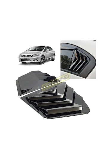 Honda Civic Fb7 Kelebek Cam Kaplama Vizörü Piano Black 2012-2015