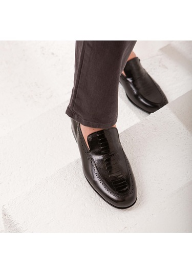 Tamer Tanca Erkek Hakiki Deri Siyah Bufalo Makosen Ayakkabı 477 48297 Erk Ayk Y22 Syh Bfl/syh Deve Siyah