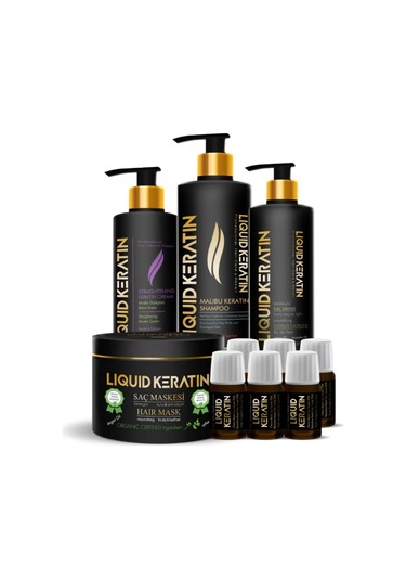 Liquid Keratin Düz Canlı Parlak ve Yumuşak Saçlar için Çift Etkili Onarıcı Keratin Bakım Seti No.2