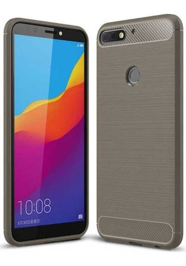 Huawei Y7 2018 Kılıf Zore Room Silikon Kapak Gri