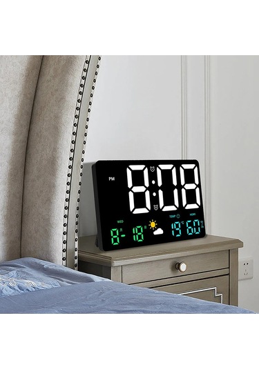 Zilinn Yüksek Çözünürlüklü Geniş Ekran Duvar Saati Sıcaklık Ve Nem Göstergesi Hava Durumu Saati Çok Fonksiyonlu Renkli Dijital Çalar Saat Beyaz Işık-125 Çok Renki Zilinn Yüksek Çözünürlüklü Geniş Ekran Duvar Saati Sıcaklık Ve Nem Göstergesi Hava Durumu Saati Çok Fonksiyonlu Renkli Dijital Çalar Saat Beyaz Işık-125 Çok Renki