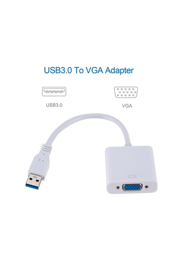 Symbee Beyaz Usb 3.0'dan Vga'ya Video Dönüştürücü - Pc Ve Dizüstü Bilgisayarlar İçin Vga Sinyal Çıkışı