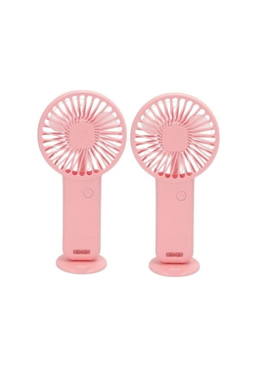 2 Adet Mini Fan,telefon Tutucu,portatif El Vantilatörü Pembe 9,3x19cm