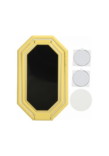 Elmas Şekilli Telefon Parmak Halkası Tutucu 360 Dönebilen Manyetik Araç Tutucu Sarı