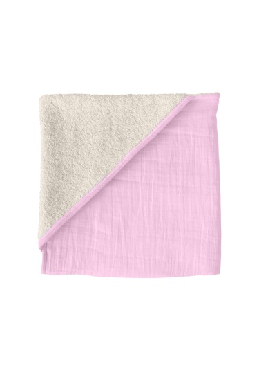 %100 Pamuk Kapşonlu Bebek Çocuk Banyo Havlusu Çift Yönlü P-bej