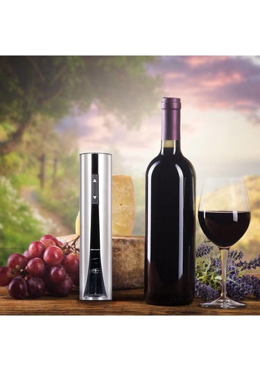 Ranyeek Stainless Steel Usb Şarjlı Elektrikli Şarap Şişe Açıcı - 60 Şişe Kapasitesi Ve Kağıt Kesici Gümüş Gümüş