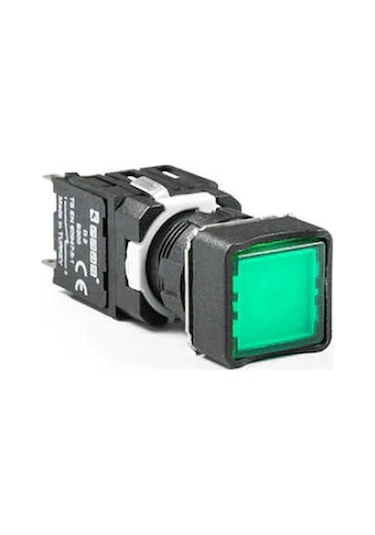 Emas D100KDY D Serisi Plastik 1NO Yaylı Kare Düz Yeşil 16 mm Buton