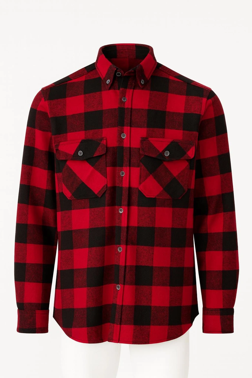 Fabio Cassani Erkek Kışlık Hakiki Oduncu Gömleği - 7398 Kırmızı