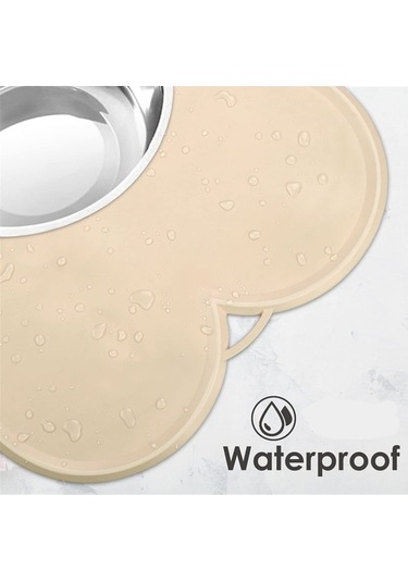 Moly Köpek Kedi Mama Matı 22x16 Bej - Kaymaz Evcil Hayvan Matı Bej