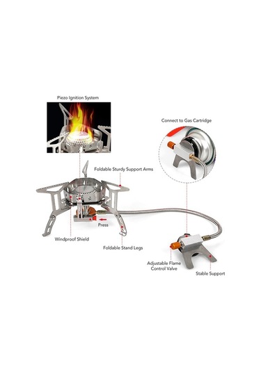 Novahub 3500w Taşınabilir Kamp Ocağı, Sırt Çantasıyla, Rüzgar Kesici, Gümüş Yürüyüş İçin Gümüş