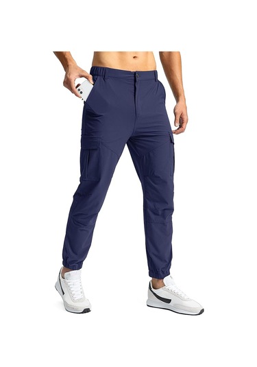 Erkek Doğa Yürüyüşü Golf Ultra Hafif Çok Amaçlı Cepli Kargo Pantolon 001 Lacivert