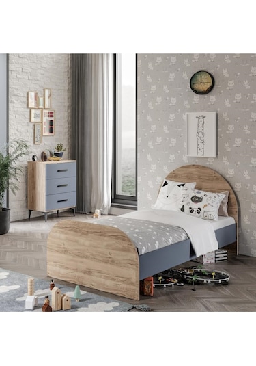 İzmir Cocuk Odası Takımı Tamamı Mdf Aynalı 3 Parça Antrasit - Flora