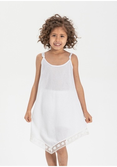 Çağla Şile Bezi Kız Çocuk Elbise Beyaz Byz
