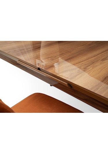 Kelebek Ceviz Renk Ahşap Salon Yemek Masa Sandalye Takımı 4 Sandalyeli Ortadan Açılır Büyüyen 80x130 Ceviz-krem